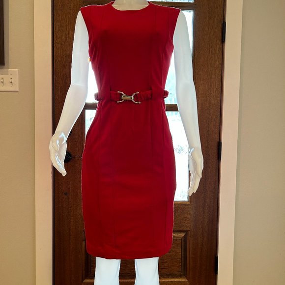 ABS Allen Schwartz Dresses Abs By Albert Schwartz Red Dress With Belted Waist Poshmark